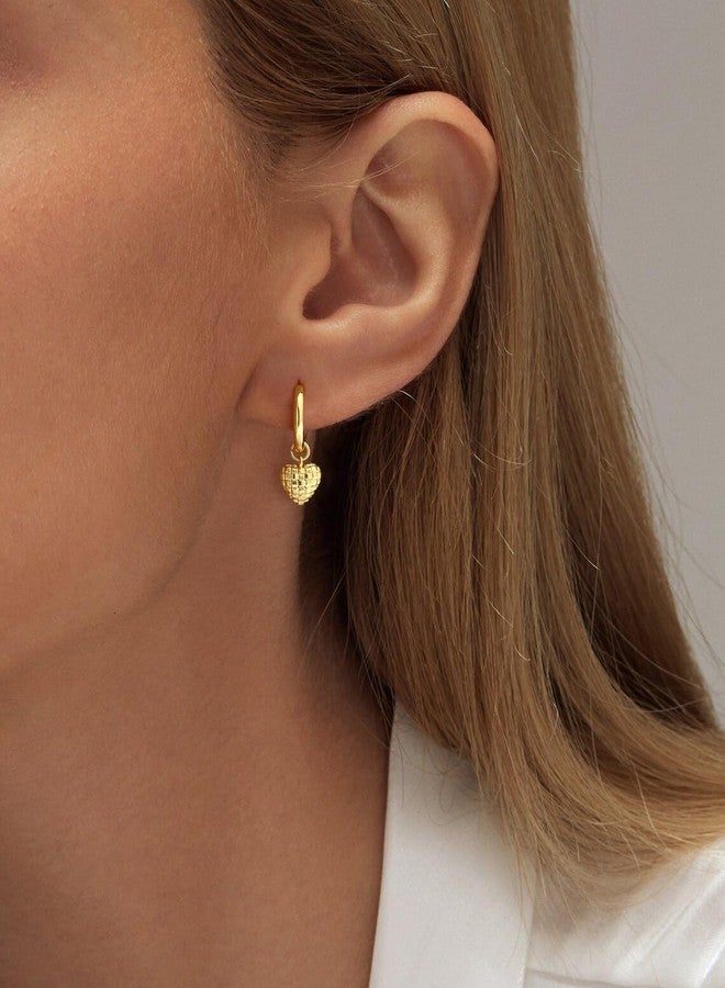 ASCOMY Gold Earrings for Women Dainty Hoop Earrings 14K Gold Plated Heart Hoops Circle Hoop Earring Cute Small Heart Charm Earring Gold Minimalist Jewelry Gifts for Her - Image 3